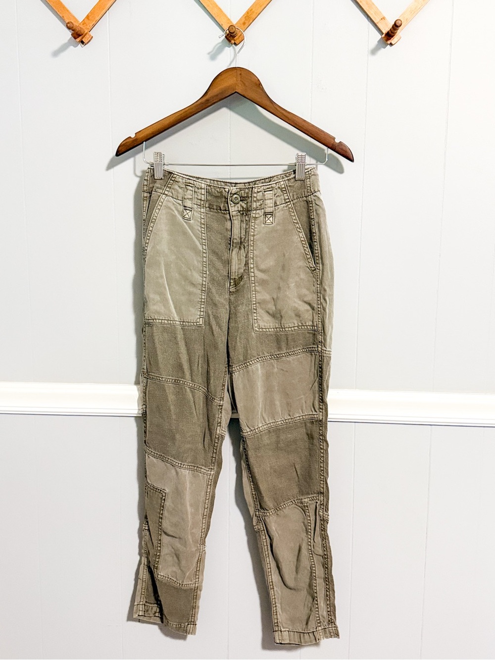 American Eagle Patchwork Utility Pants in Olive